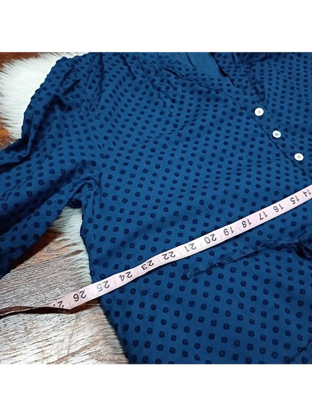 Loft Womens Polka Dot Navy Blue Dress XL Lightweight Cotton 3/4 Sleeve - Picture 7 of 13